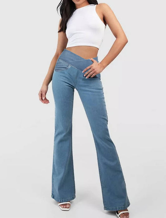👖✨【XS-4XL】 Úzké rozšířené džíny s vysokým pasem na tvarování zadečku