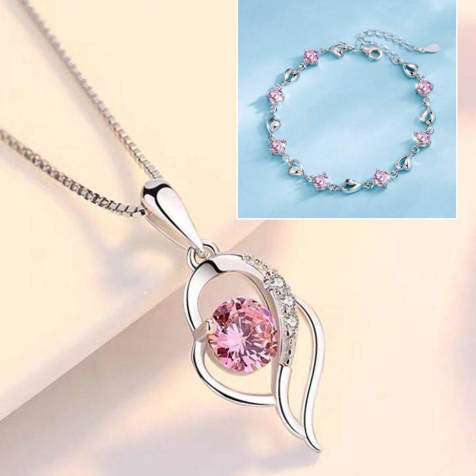 ✨💎【Akcija – Popust do 50%】Set narukvica + ogrlica“Srce oceana”od srebra 925, jednostavan i elegantan