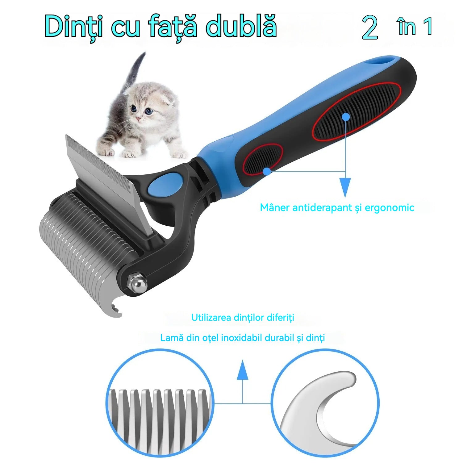 🐾 Perie Profesională pentru Îndepărtarea Părului Mort la Câini și Pisici: Delicată, Eficientă și o Casă Fără Păr! ✨💖