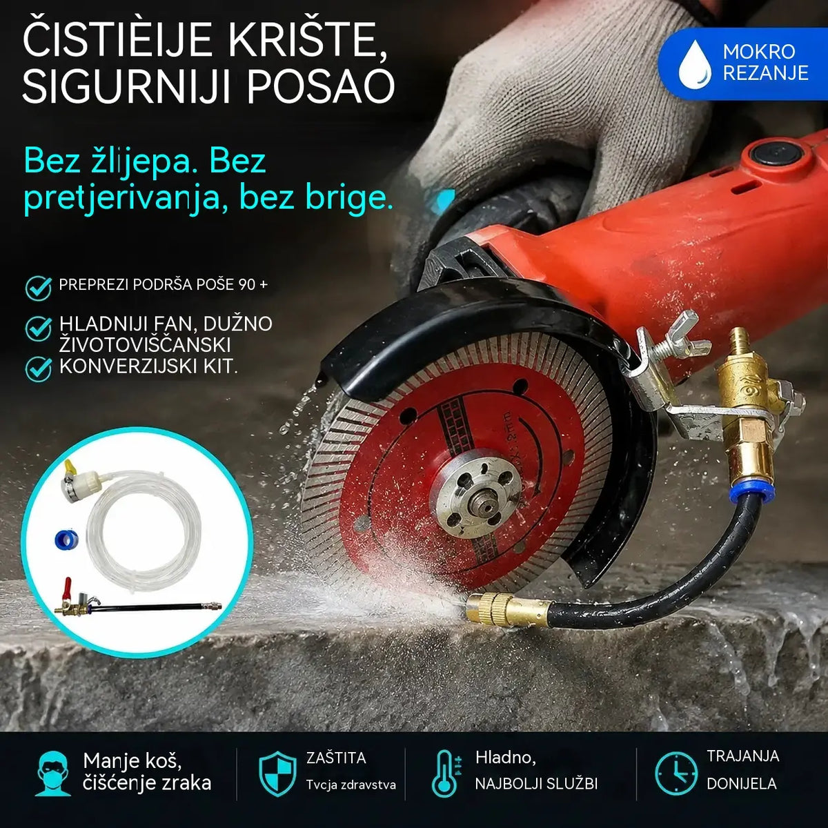 🔧 50% POPUSTA OGRANIČENO VRIJEME! ✨ Vodeni raspršivač za uklanjanje prašine na strojevima za rezanje: dva načina prskanja, fleksibilna aluminijska cijev, otporno na hrđu 💧