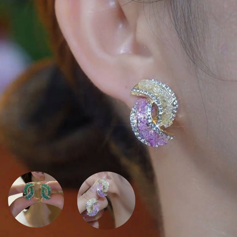🏆Compra 1 y llévate 1 gratis✨Elegantes aretes de oro con diamantes brillantes
