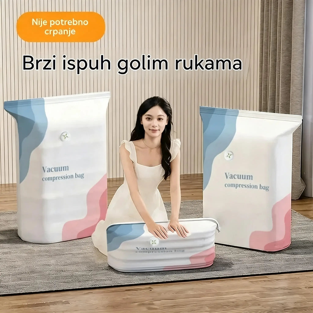 🧳 5 artikala za samo 29 € 💨 Velika vakuumska vrećica za pohranu koja se može stisnuti: nije potrebna zračna pumpa, nepropusna je, idealna za uštedu prostora u prtljazi i kod kuće ✈️