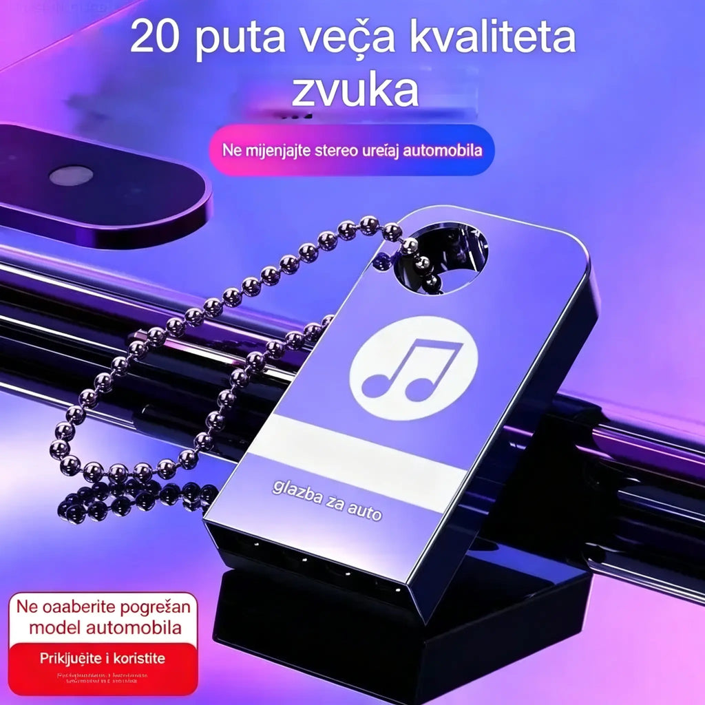 🚗🎵🎵【Glazbeni USB flash pogon】Sadrži 8000 pjesama, 600 glazbenih spotova i 6D zvučne efekte