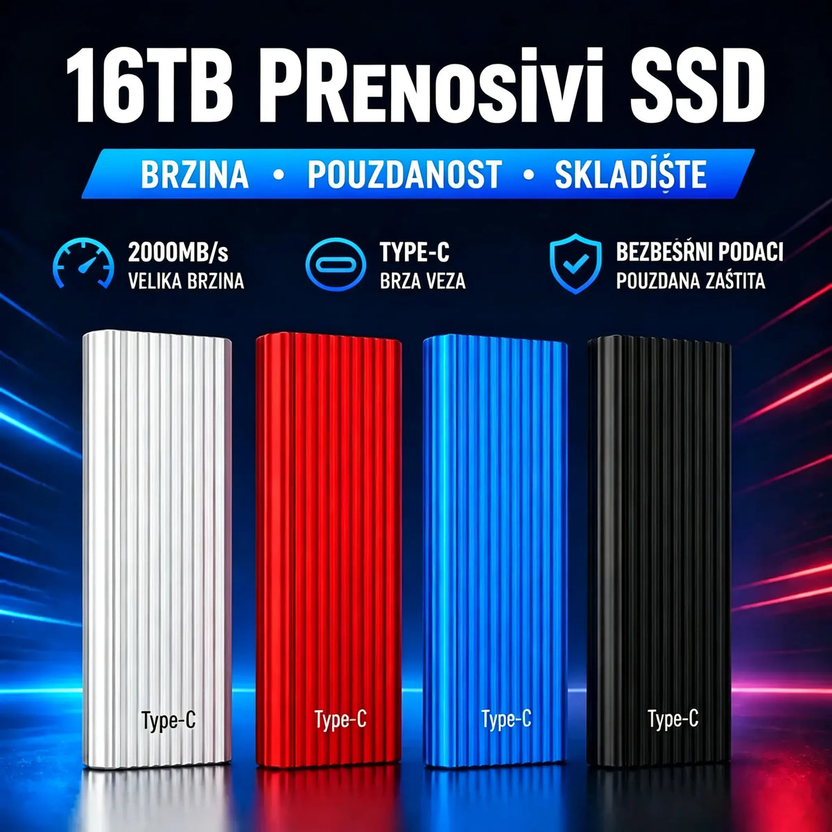 🏆Vremenski ograničena ponuda⚡ 🔥Prijenosni mini SSD disk tipa C velikog kapaciteta od 16 TB