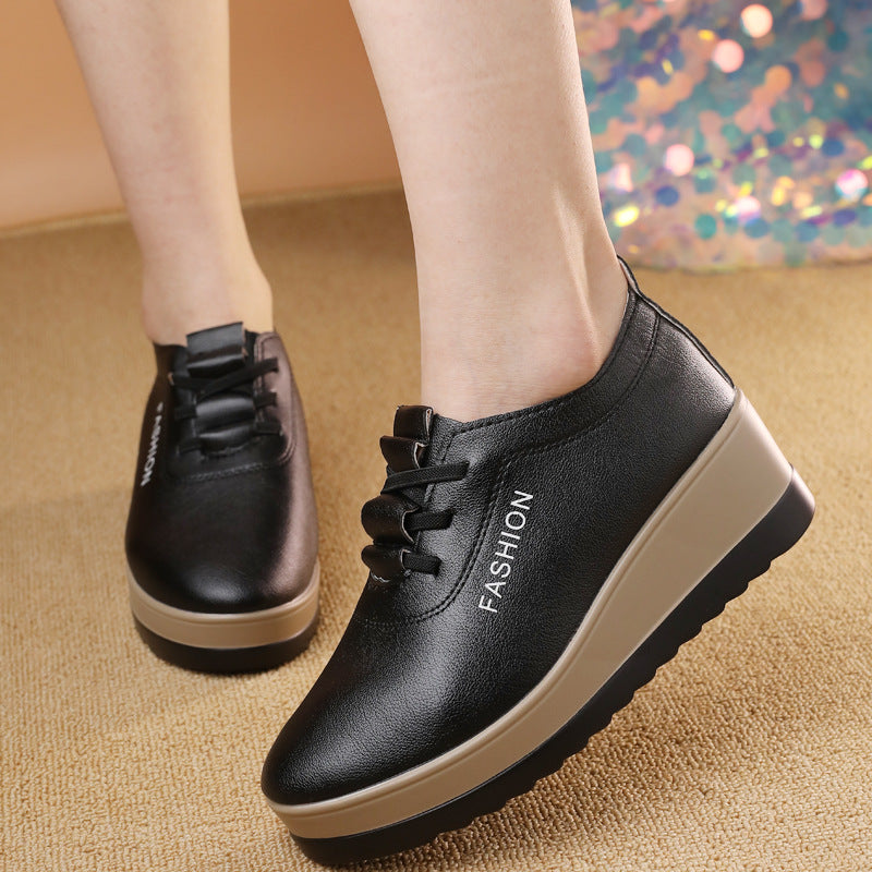 30% OFF🔥【Размери 35-42】Дамски кожени обувки с дебела подметка, нова есенна тенденция