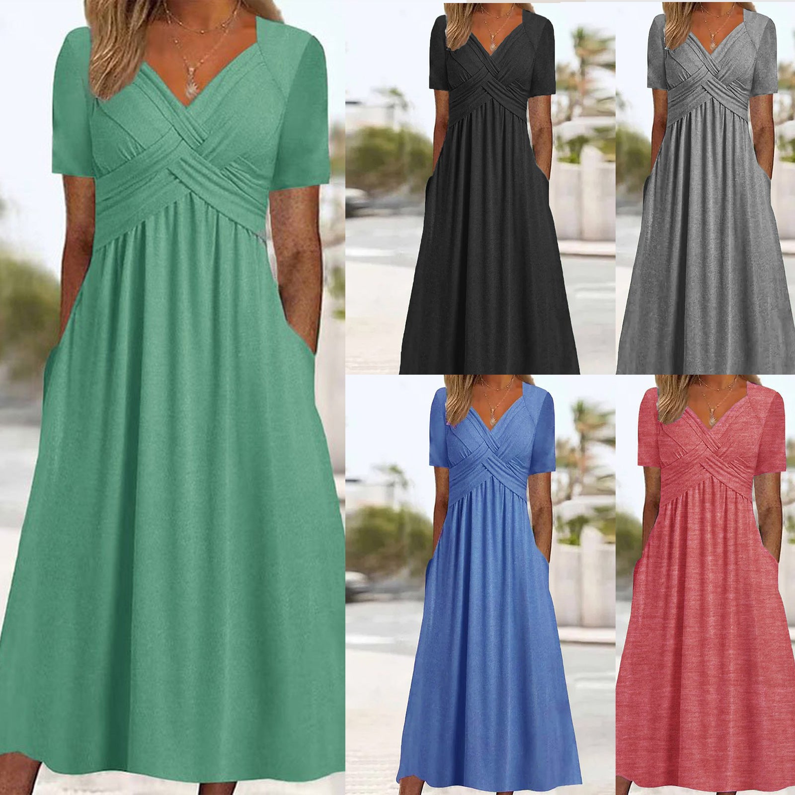 💟【50% OFF】【S-3XL】Ležérní šaty střední délky v čisté barvě