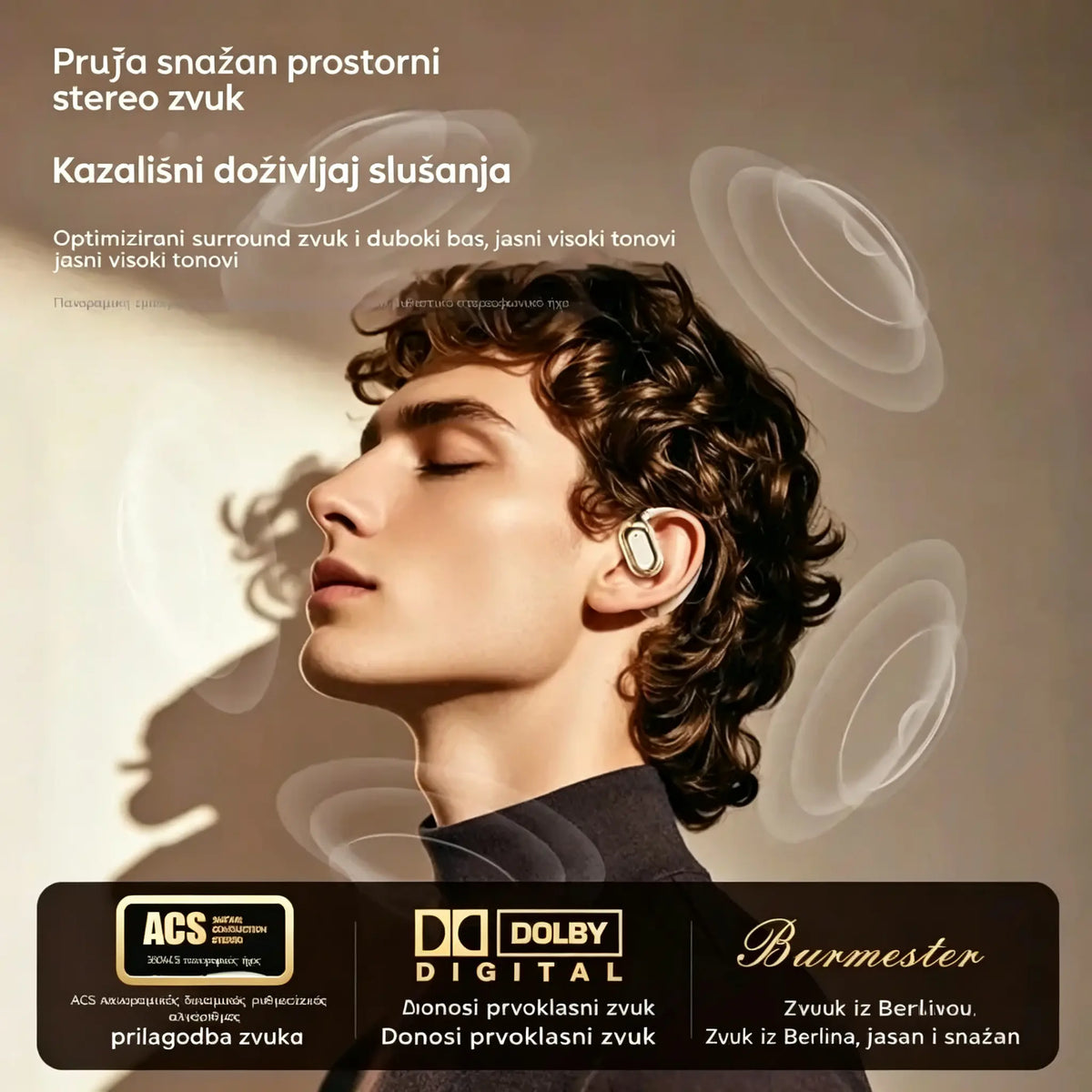 🔋Bežične Bluetooth slušalice bez ugrađenog uha, s kukicom za uho i koštanom provodljivošću🎙️🎧