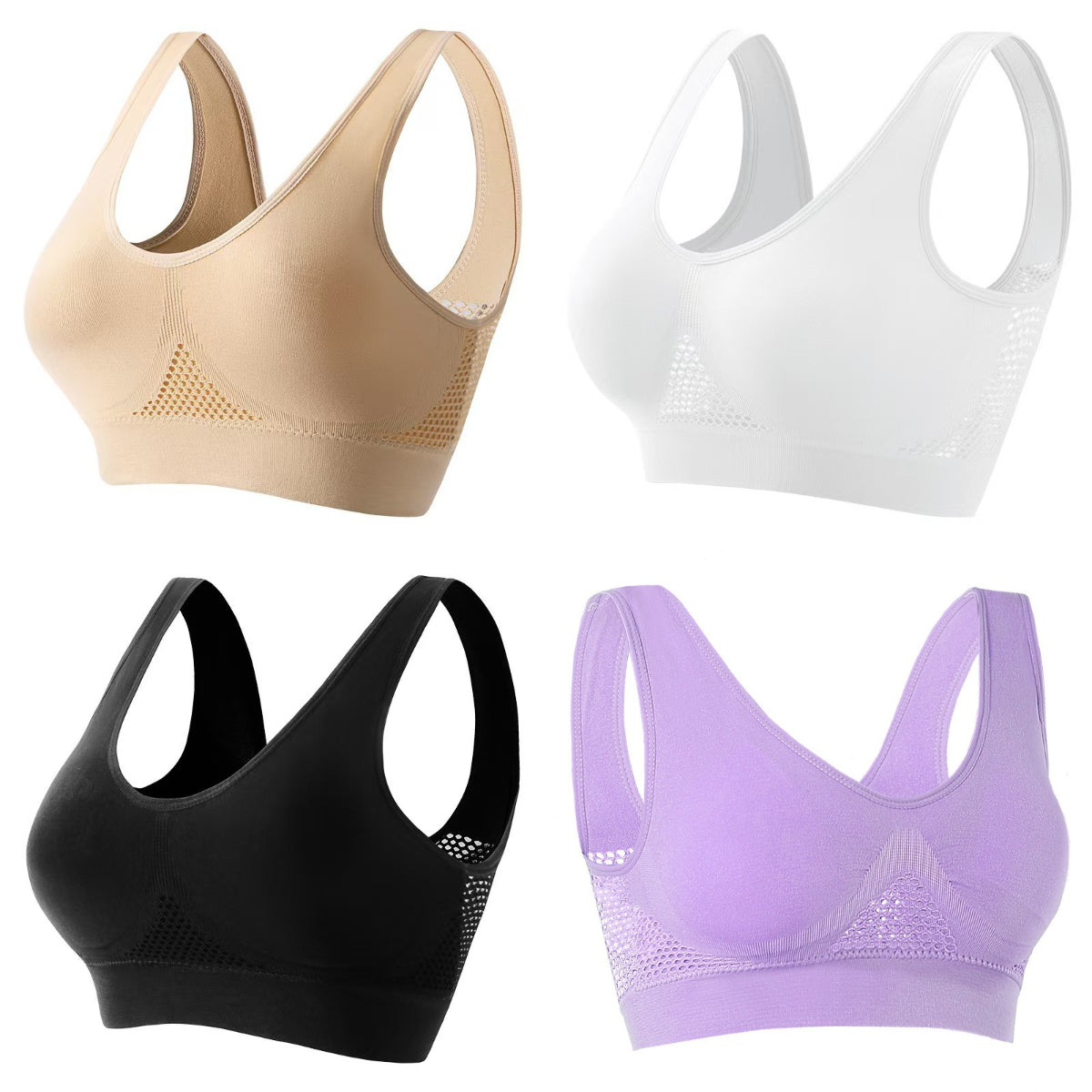 😍【2 kusy za 23€】Bezšvová podprsenka pre plné veľkosti ❤️ Priedušná, chladivá a pohodlná 【40–120 kg】