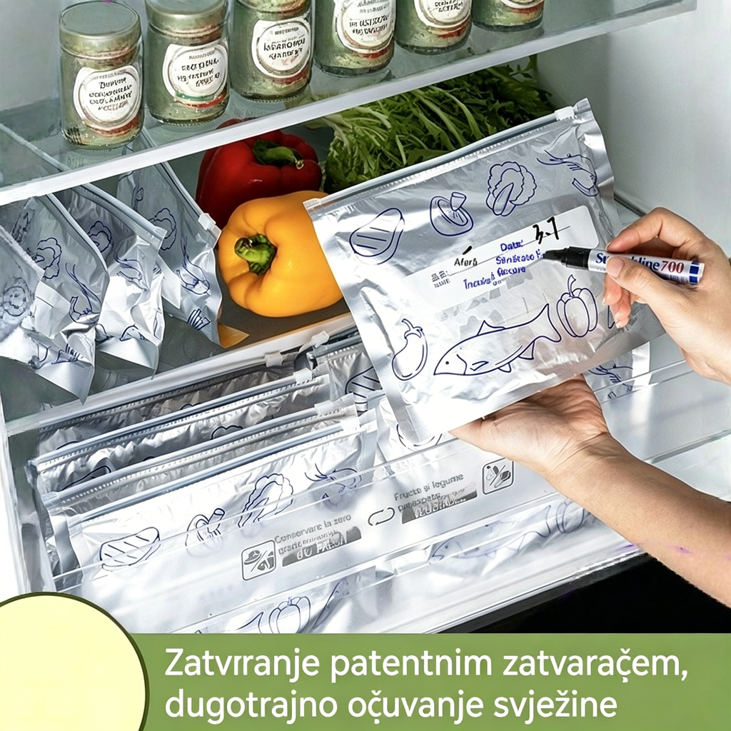 🔥🔥Un total de 120 de pungi antibacteriene din folie de aluminiu, super ușor de utilizat, pentru păstrarea prospețimii.