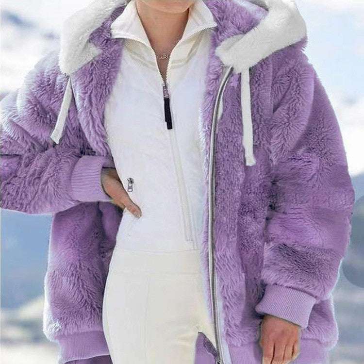 ☃️Omejen 39 % popust❄️[S-5XL] Ženska jakna 2025 s kontrastnimi črtami iz debele plišaste tkanine