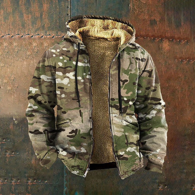 🔥Горещи продажби🔥🧥【S-5XL】Нова мъжка блуза с качулка и цип, ретро, с триизмерна дигитална печат