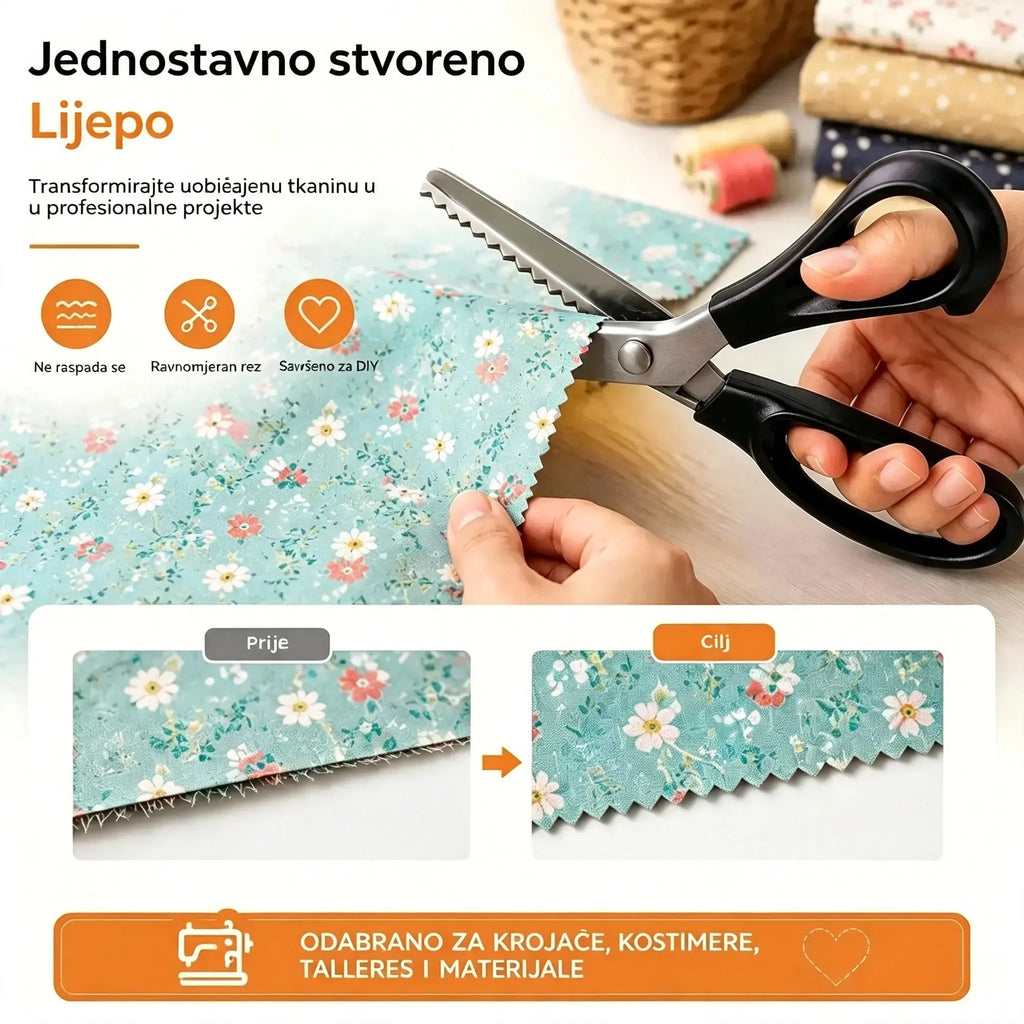 2 komada za 25 eura🔥Kupite 1, drugi dobijete gratis✂️ Profesionalne cik-cak škare - oštre škare za tkaninu s nazubljenim oštricama