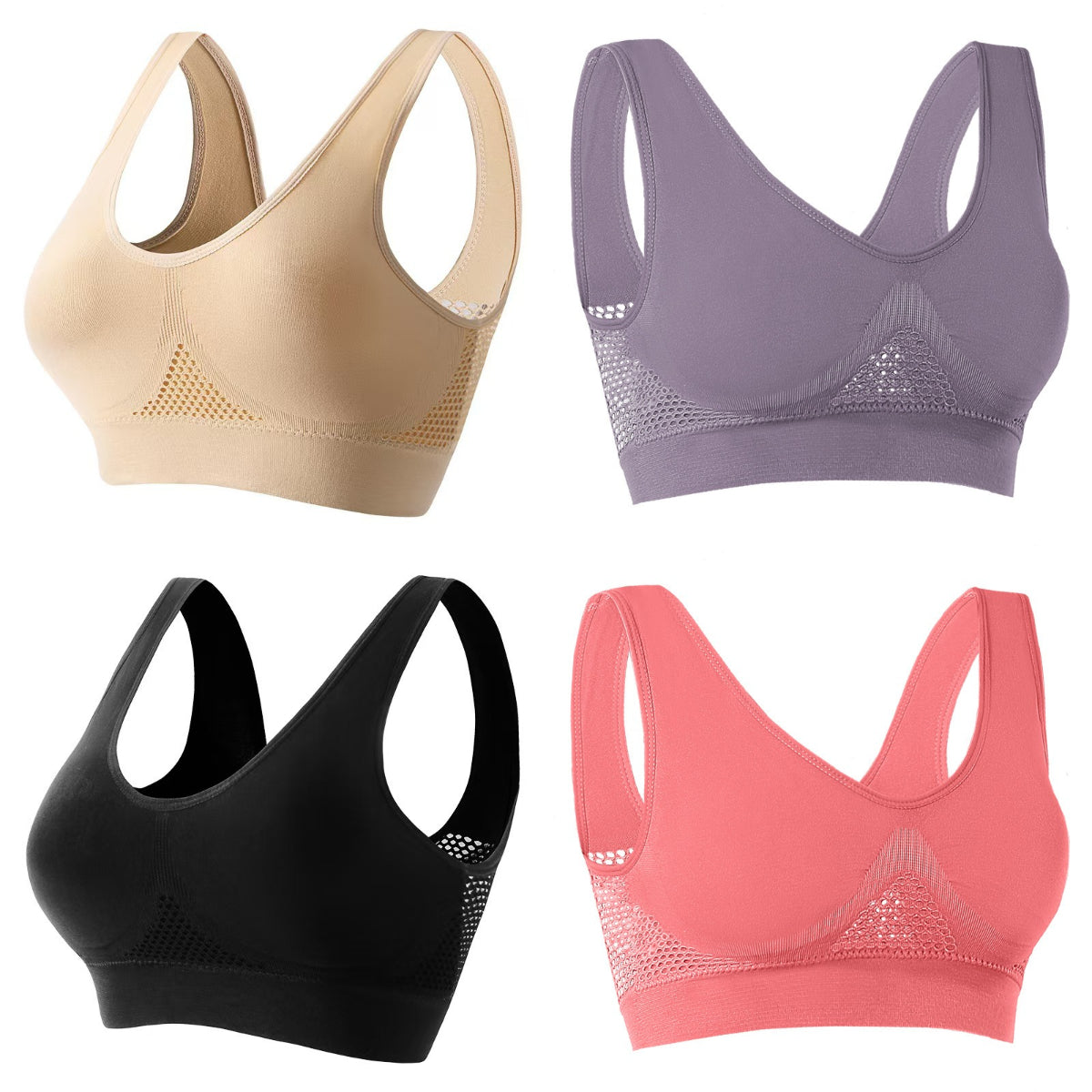 😍【2 kusy za 23€】Bezšvová podprsenka pre plné veľkosti ❤️ Priedušná, chladivá a pohodlná 【40–120 kg】