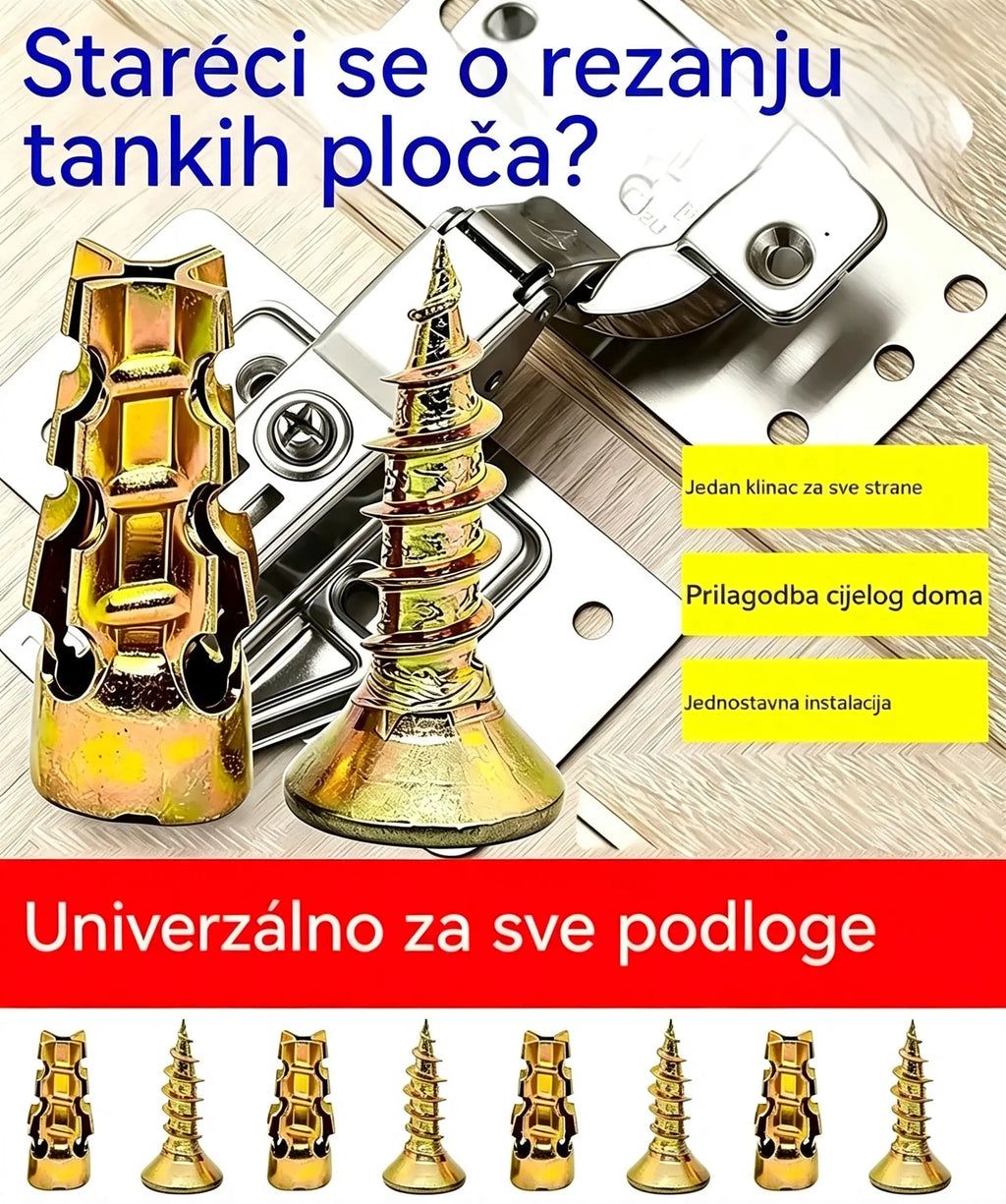 【🔥100 setova na rasprodaji】🧰⚒️ Popravak namještaja, kratki ekspanzijski vijci, popravak i ugradnja šarki za kamen/pločice/ormariće.