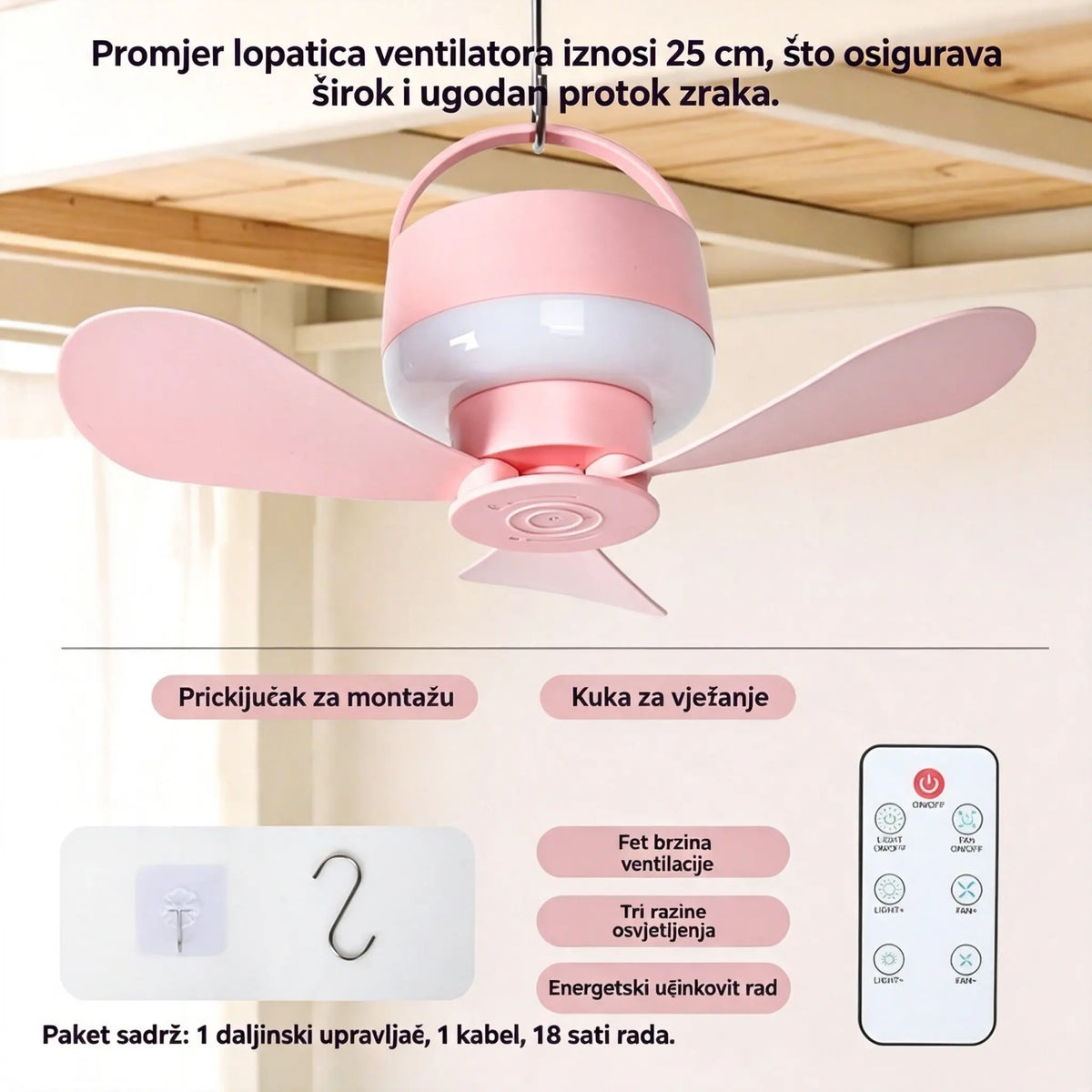 ⏰ Vremenski ograničena ponuda: Punjivi stropni ventilator s LED svjetlom! 🌬️✨