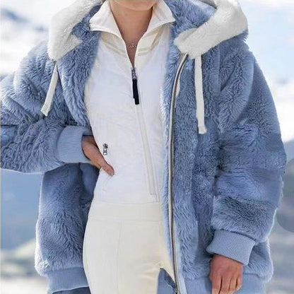☃️Omejen 39 % popust❄️[S-5XL] Ženska jakna 2025 s kontrastnimi črtami iz debele plišaste tkanine