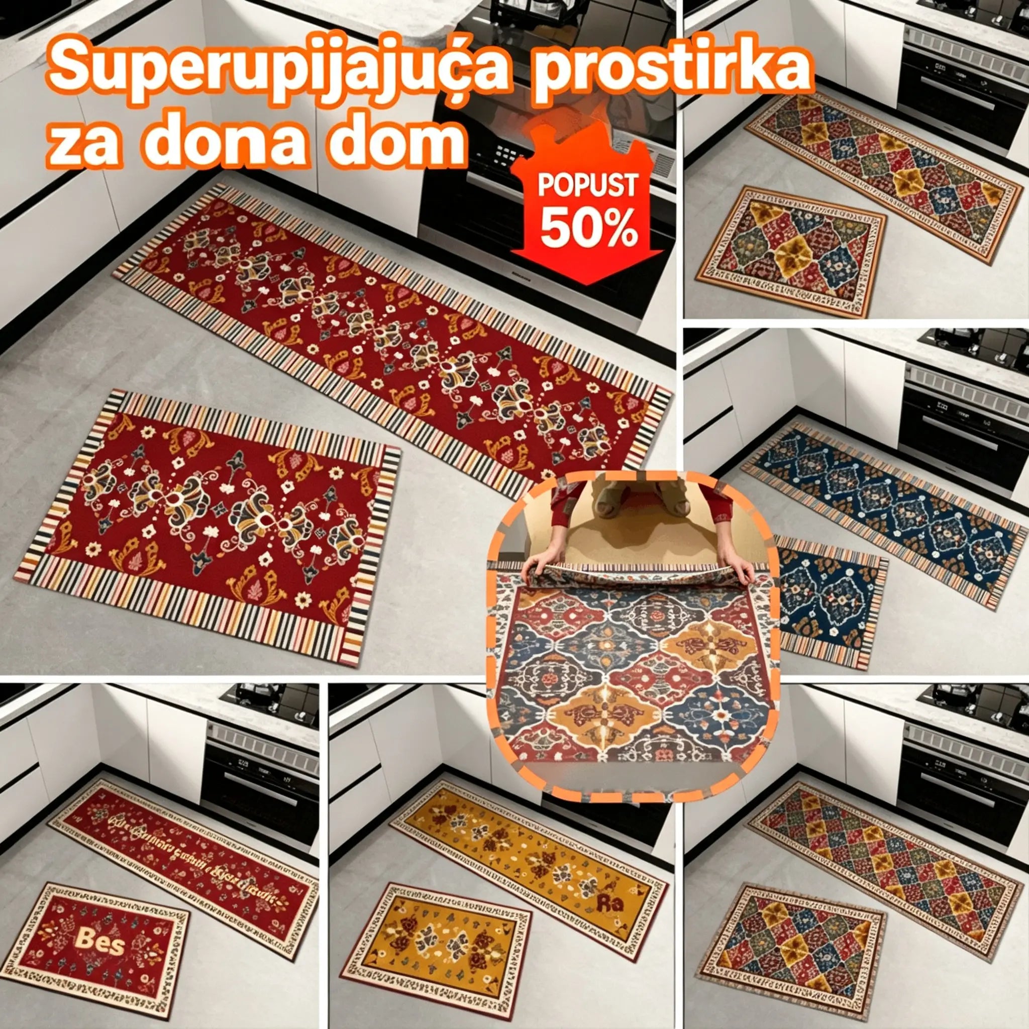 🔥【Kupite 1, dobijte 1 gratis】🏠💧Super upijajuća prostirka｜40×60+40×120 cm, neklizajuća i brzosušeća za dom