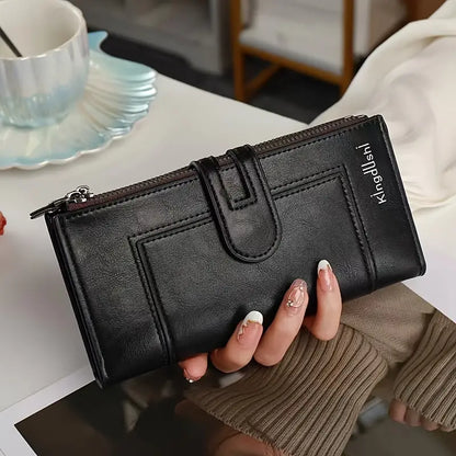 💰 Dámska retro originálna kožená priehradka na karty s dvojitým zipsom