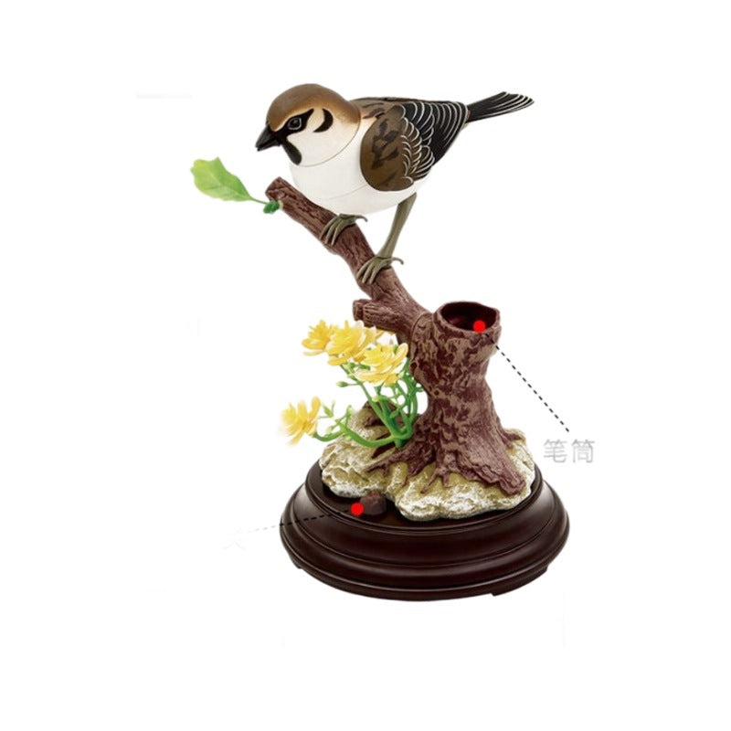 🦜🐦🐦Ustvarjalni, ljubki okraski v obliki ptic z glasovnim upravljanjem za dekoracijo namizja v sobi.