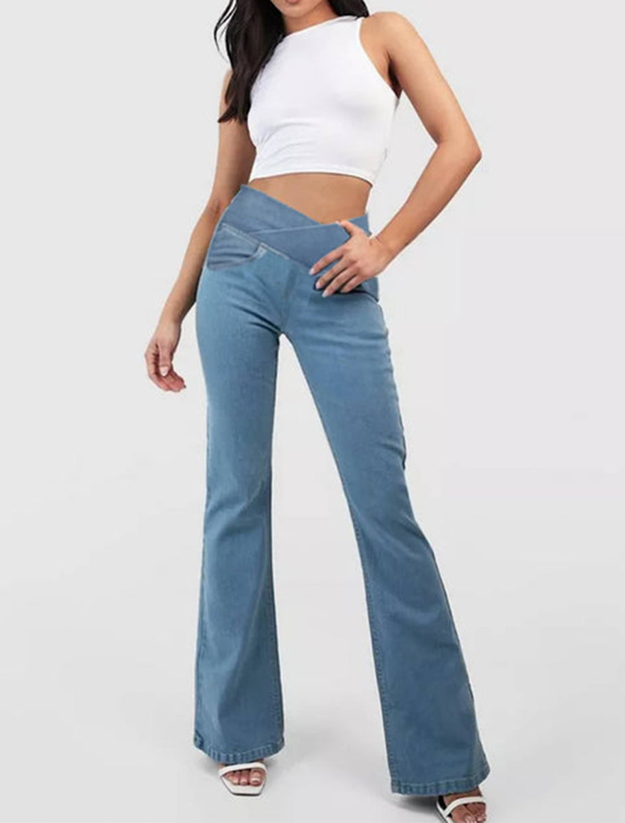 👖✨【XS-4XL】 Úzké rozšířené džíny s vysokým pasem na tvarování zadečku