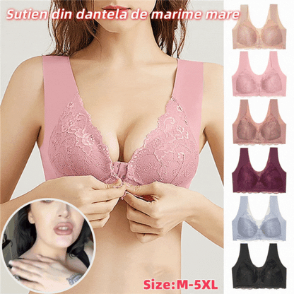 ✨【50%OFF】【3 kusov】Veľká sexy podprsenka s predným zapínaním bez oceľového krúžku, krásna spodná bielizeň na chrbte