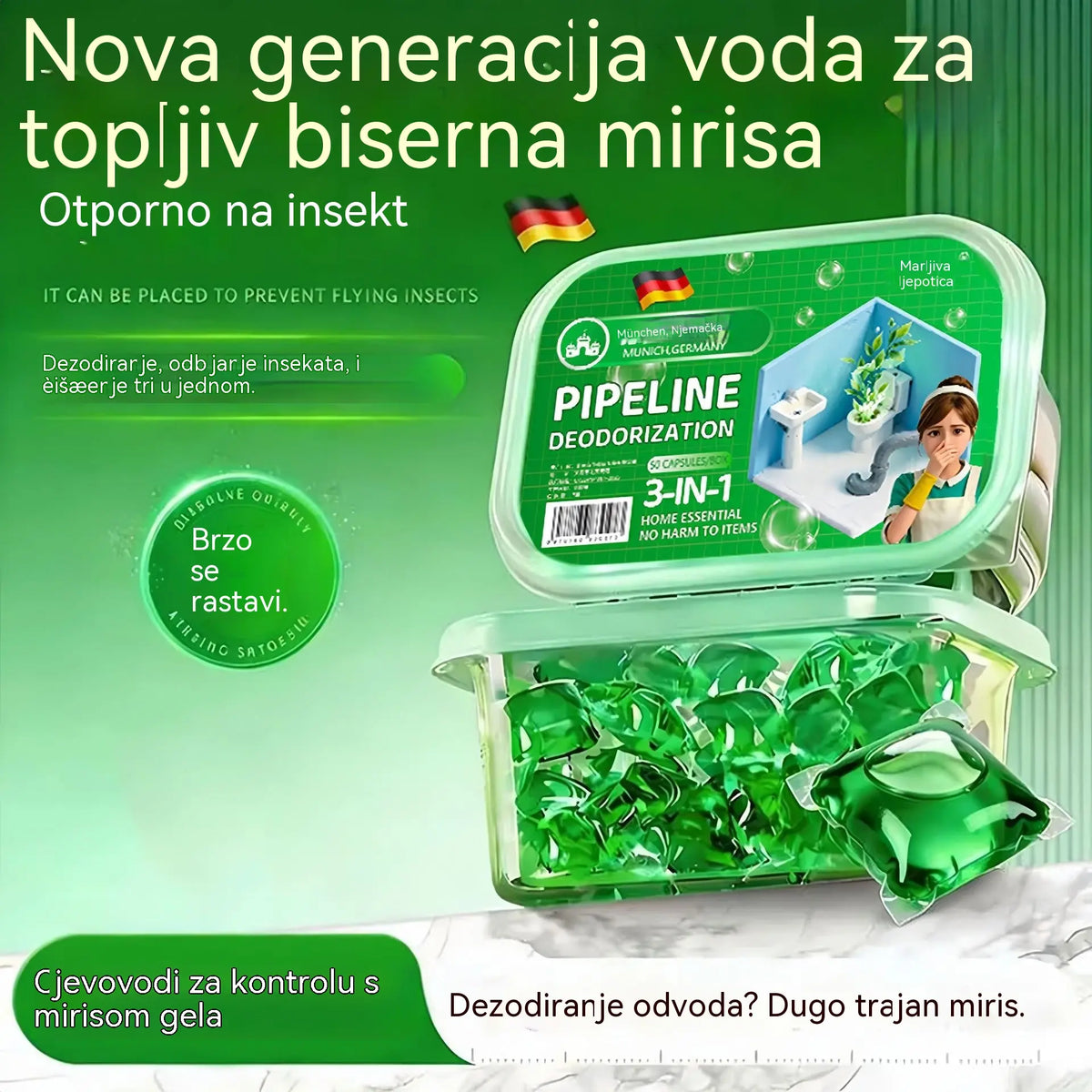 3 pakiranja (150 tableta) za 25 € – 🔥🎉 Razgrabljene su! Kupilo ih je 30.000 ljudi 🎉. Bio-enzimske kapsule za uklanjanje neugodnih mirisa iz odvoda.