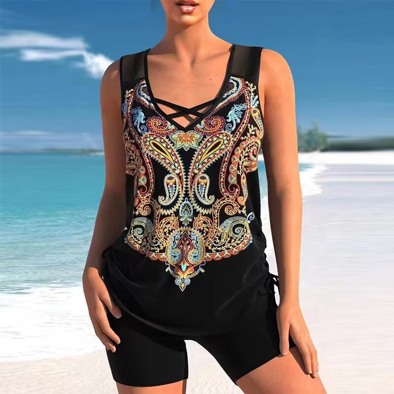 🩱🔥【Limitovaná nabídka】【S–5XL】🩱Dvoudílné plavky s etnickým potiskem – pohodlné, stylové, ideální na léto 🌊🌴