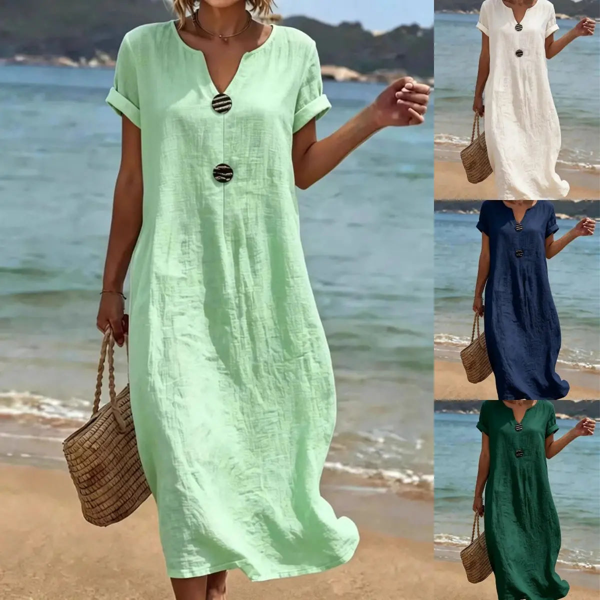 ✨【S-3XL】Elegantna haljina od lana i pamuka – udobnost i svježina