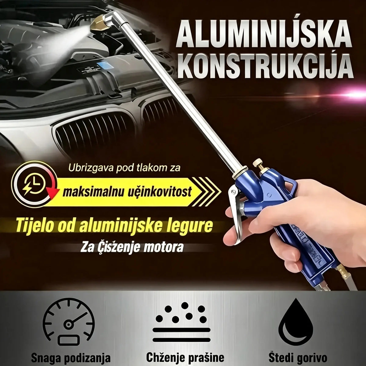 🚗💦 Pneumatski pištolj za čišćenje 2 u 1 – Snažan zrak i voda pod tlakom za dubinsko čišćenje 🔥