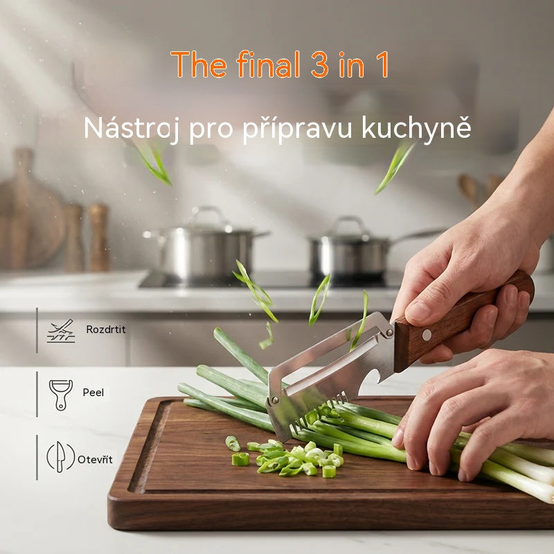✅【Kupte 1, dostanete 1 zdarma!】🧅🔪 Multifunkční kuchyňská škrabka 3 v 1: Loupá, krájí a otevírá víčka od lahví! 🔥Obdrženo 2