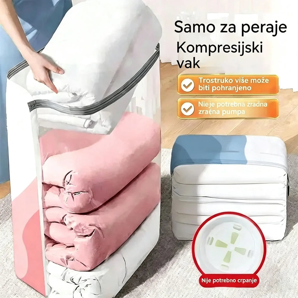 🧳 5 artikala za samo 29 € 💨 Velika vakuumska vrećica za pohranu koja se može stisnuti: nije potrebna zračna pumpa, nepropusna je, idealna za uštedu prostora u prtljazi i kod kuće ✈️