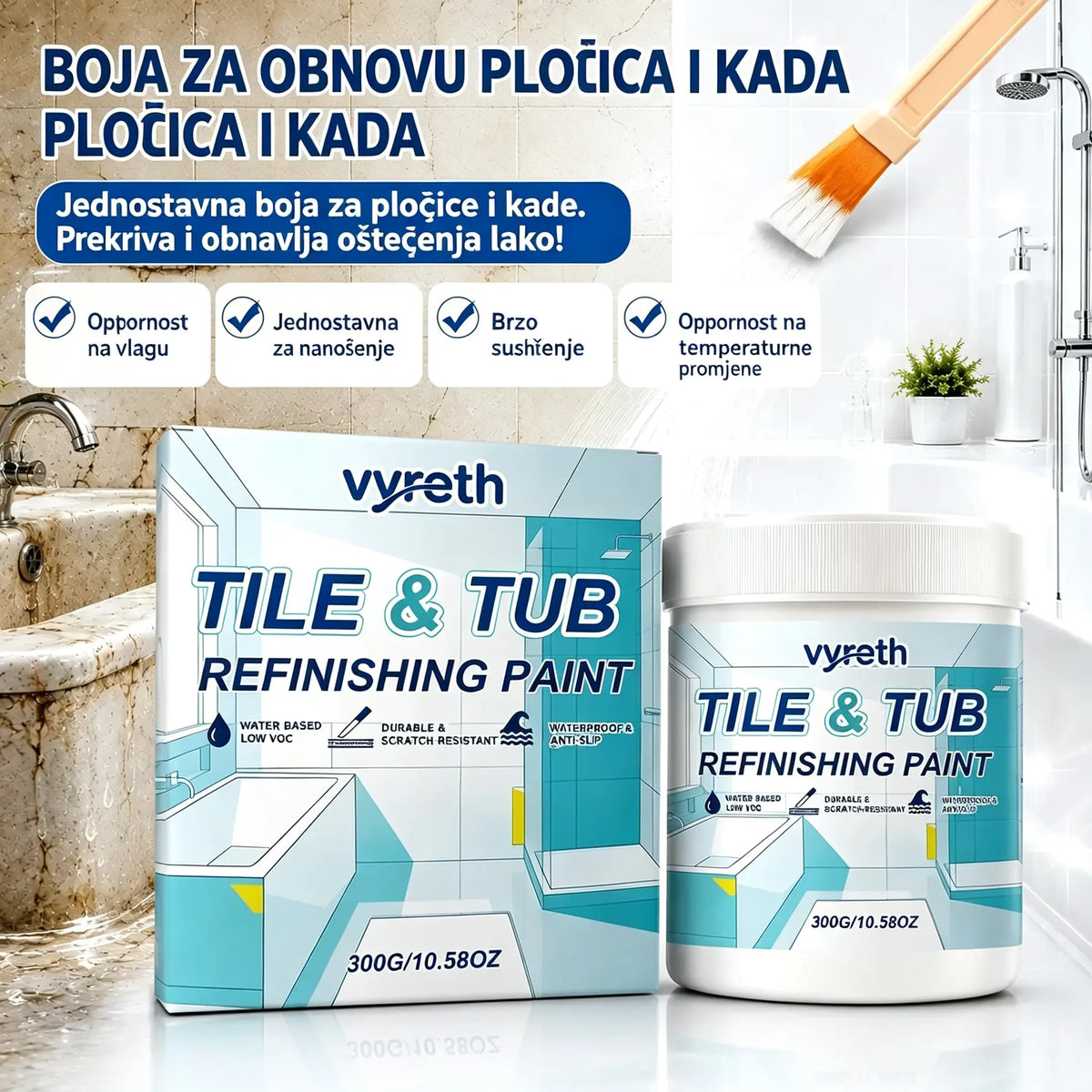 Komplet za završnu obradu pločica i kade na bazi vode