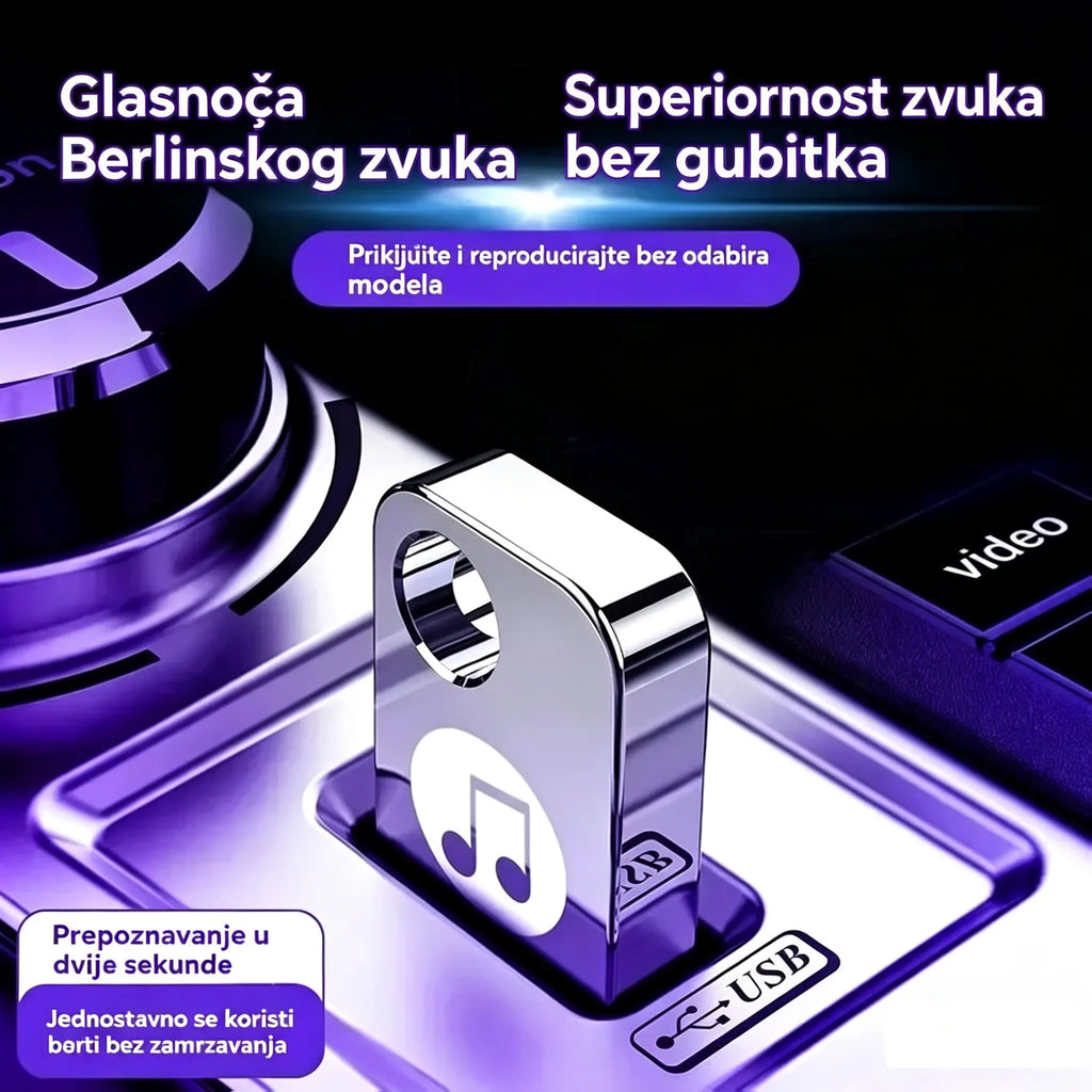 🚗🎵🎵【Glazbeni USB flash pogon】Sadrži 8000 pjesama, 600 glazbenih spotova i 6D zvučne efekte