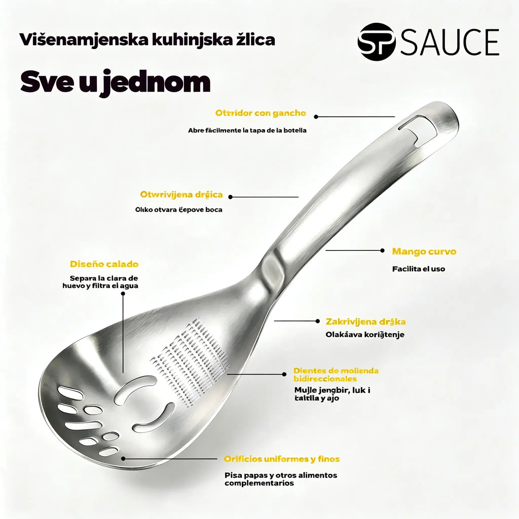 🔥50% popusta🔥🥄Višenamjenska žlica i cjedilo od nehrđajućeg čelika 304