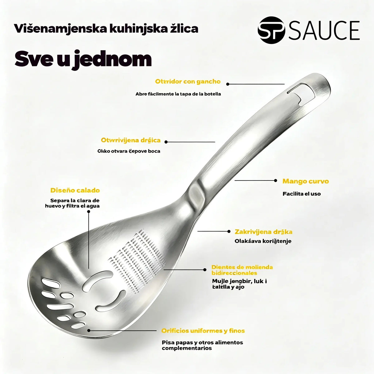 🔥50% popusta🔥🥄Višenamjenska žlica i cjedilo od nehrđajućeg čelika 304