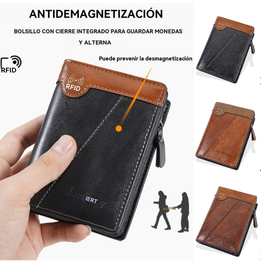 ✨【Kúp 1 a získaj 1 zadarmo】Nová prémiová pánska peňaženka na zips v retro štýle s funkciou RFID proti krádeži.
