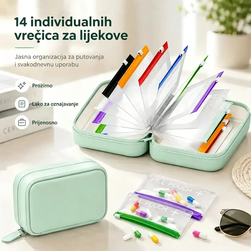 💊 Prijenosna kutija za pohranu i organizaciju lijekova—— Red i sigurnost za vaše tablete, ponesite svoj lijek sa sobom bilo gdje!