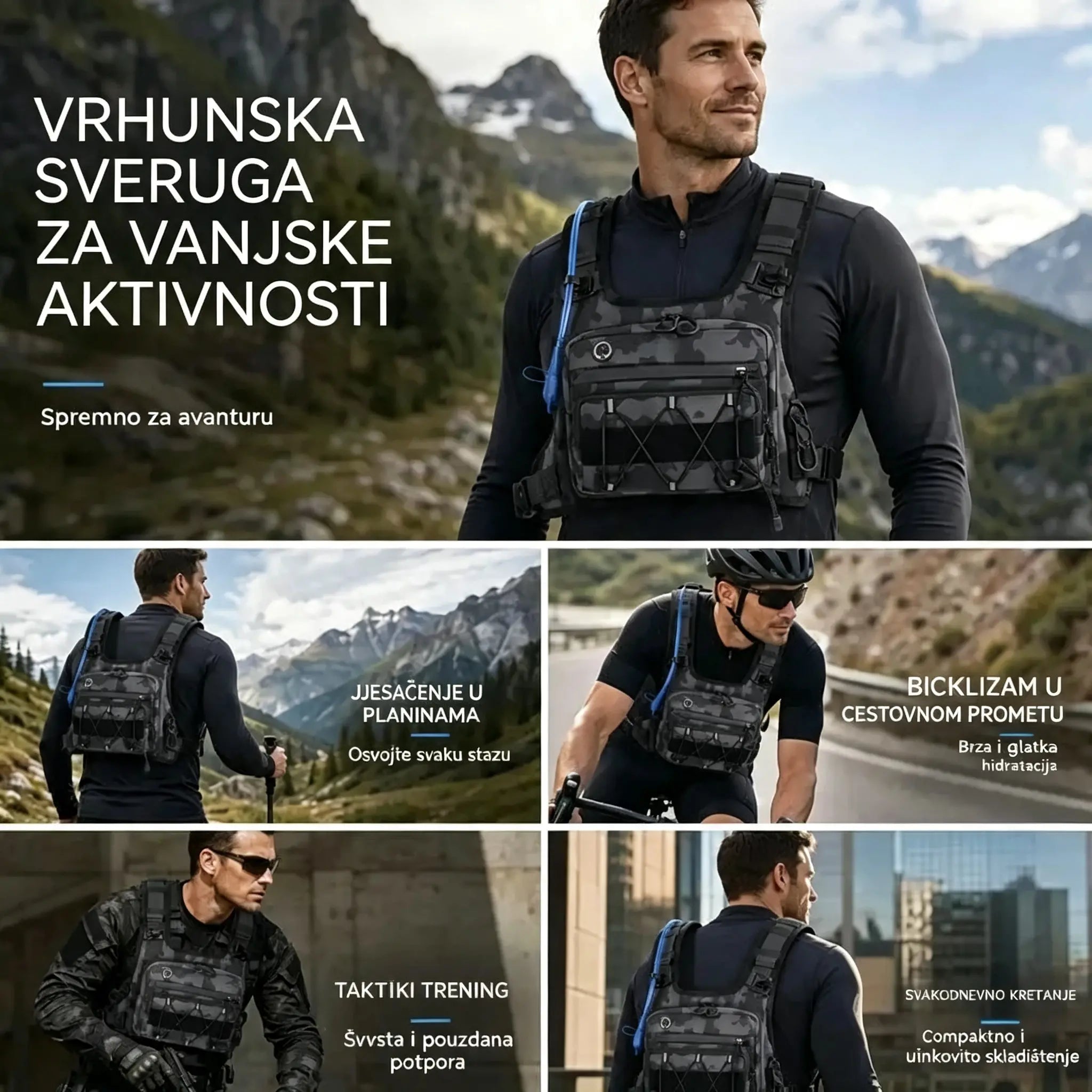 🥳🚴💨 50% POPUSTA! Biciklistički prsluk s integriranim sustavom za hidrataciju: izdržljiv, vodootporan, s više džepova i taktičkim remenima. Nosite vodu i osnovne potrepštine bez upotrebe ruku - savršen za duge vožnje! 🎒✨