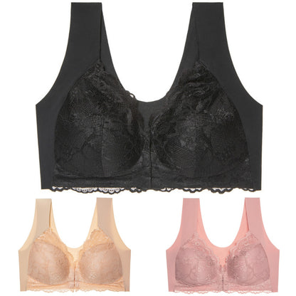 ✨【50%OFF】【3 kusov】Veľká sexy podprsenka s predným zapínaním bez oceľového krúžku, krásna spodná bielizeň na chrbte