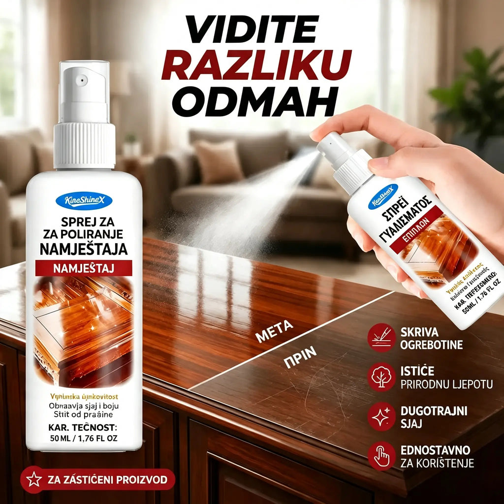 【Kupite 1, dobijte 1 gratis】🪑 ✨ Sredstvo za poliranje namještaja visokog sjaja obnavlja drvo i vinil u sekundama.