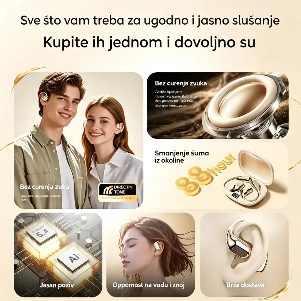 🔋Bežične Bluetooth slušalice bez ugrađenog uha, s kukicom za uho i koštanom provodljivošću🎙️🎧