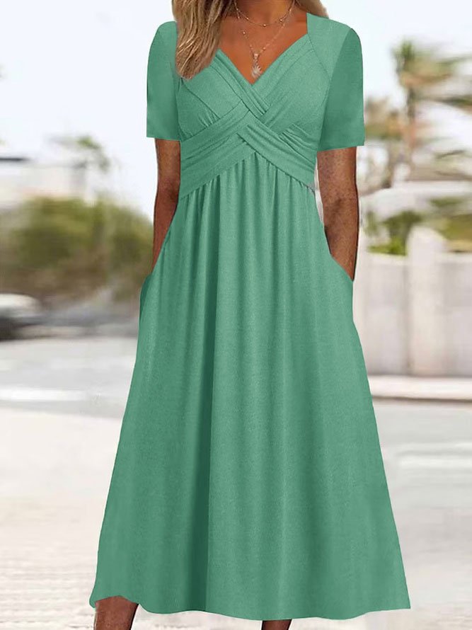 💟【50% OFF】【S-3XL】Ležérní šaty střední délky v čisté barvě