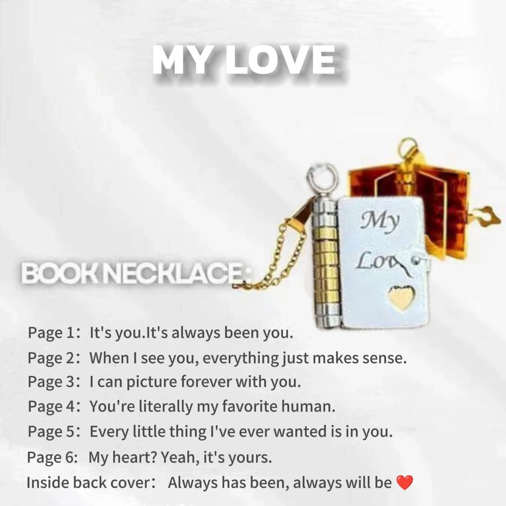 Ogrlica My Book, primerna za hčerko, sina ali dekle, darilo za rojstni dan, ljubezenski nakit za maturo