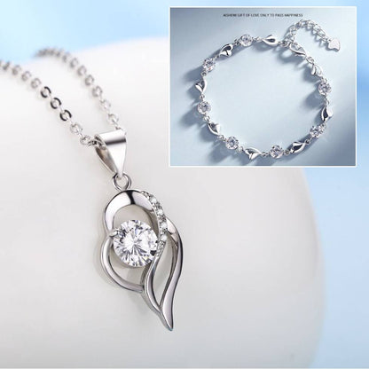 ✨💎【Akcija omejena – Popust do 50%】Komplet zapestnica + ogrlica »Srce oceana« iz srebra 925