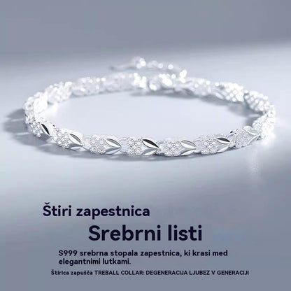 😀👉【Kupite eno, eno dobite brezplačno】💖🍀Všeč mi je nova modna zapestnica iz srebra 925 s štiriperesno deteljico za ženske【30 % popust】