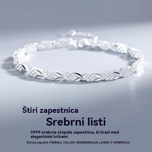 😀👉【Kupite eno, eno dobite brezplačno】💖🍀Všeč mi je nova modna zapestnica iz srebra 925 s štiriperesno deteljico za ženske【30 % popust】