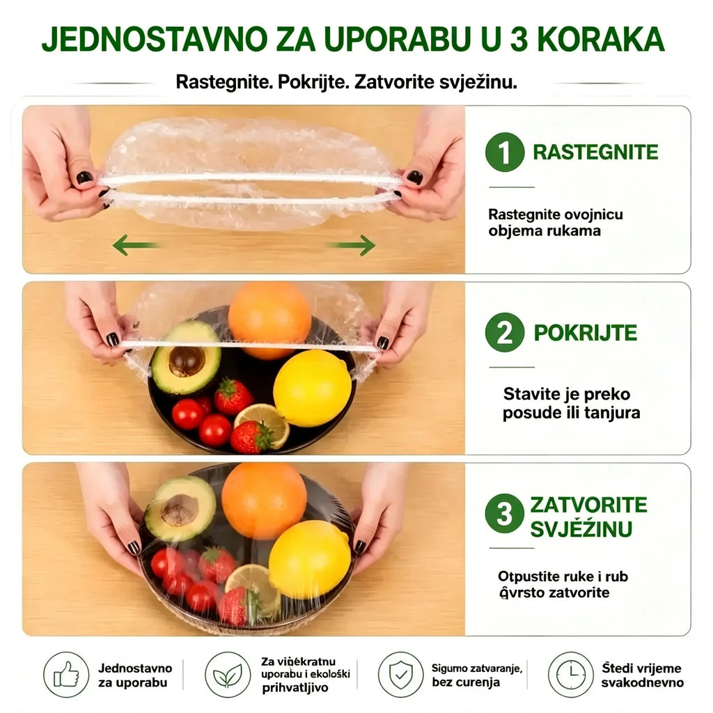 ⏳50% popusta🔥【300 komada】27 €🎉Što više kupujete, više štedite🎁Jednokratne rastezljive navlake za hranu, prikladne za zdjele i tanjure