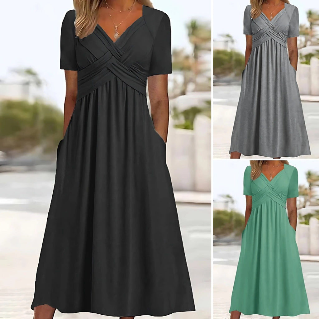 👍👍【50% OFF】💐👗【S-3XL】2026 jarné a letné nové jednofarebné módne jednoduché ležérne šaty