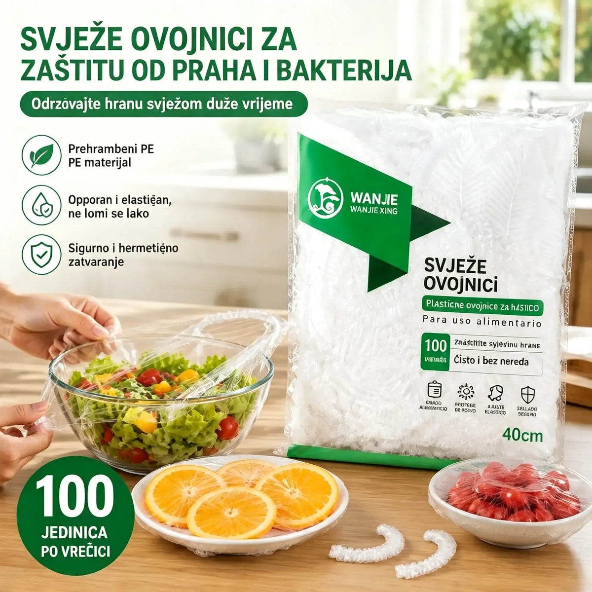 ⏳50% popusta🔥【300 komada】27 €🎉Što više kupujete, više štedite🎁Jednokratne rastezljive navlake za hranu, prikladne za zdjele i tanjure