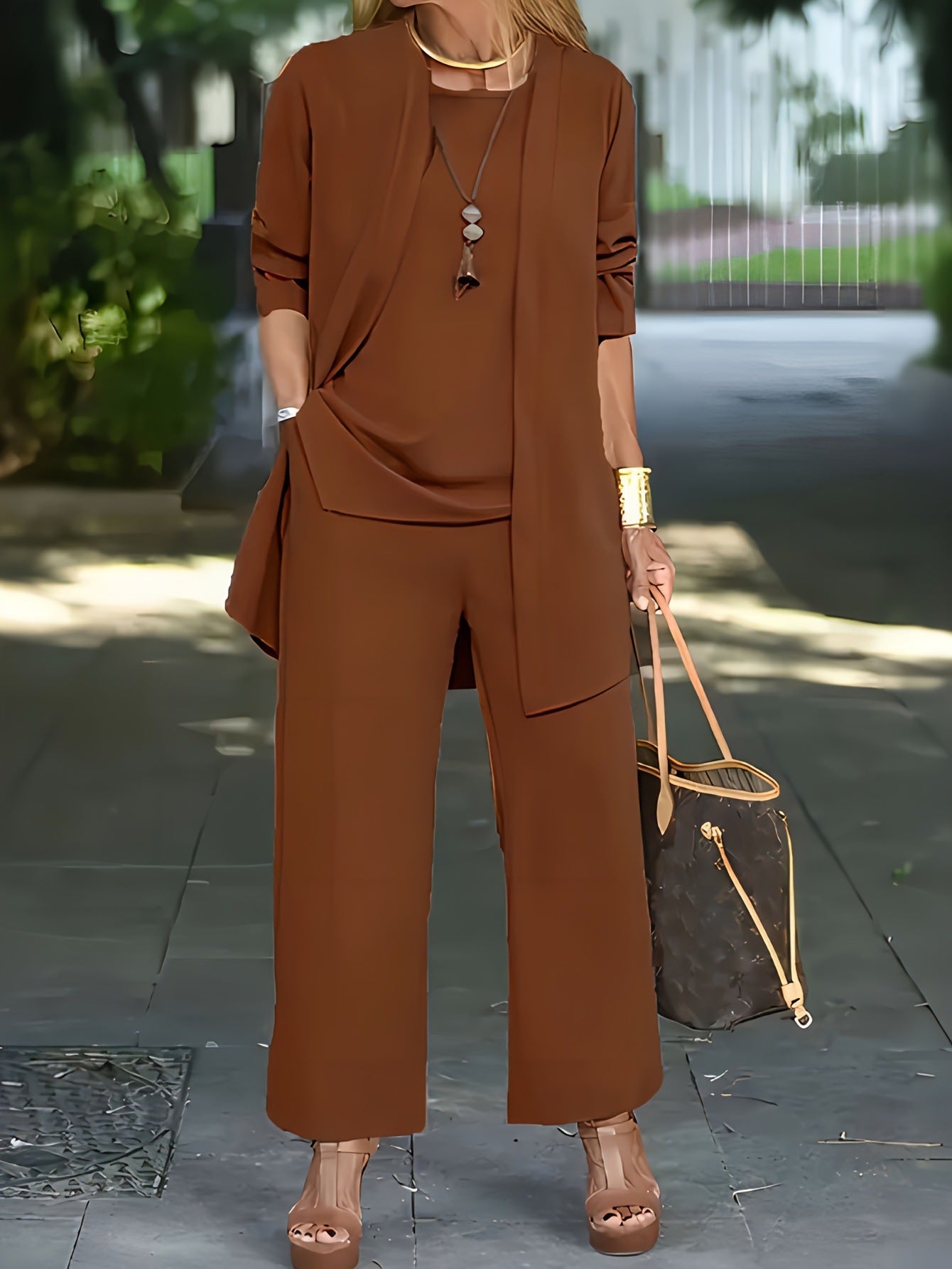 🧥【S-5XL】 Limitovaná ponuka: 50% zľava na elegantnú dámsku trojdielnu súpravu voľného strihu🍂